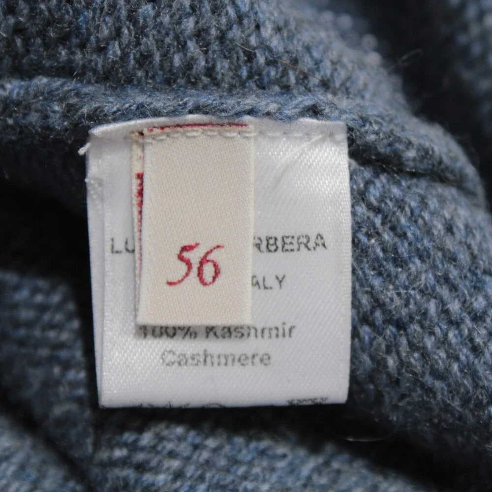 Luciano Barbera NWT Collared Knit Sweater Size 56 (US XXL) in Blue 100% Cashmere